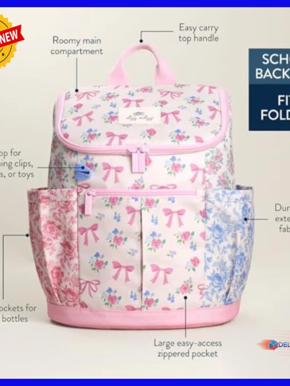Kids Backpack with Trolley Sleeve, Padded Straps, School Ready